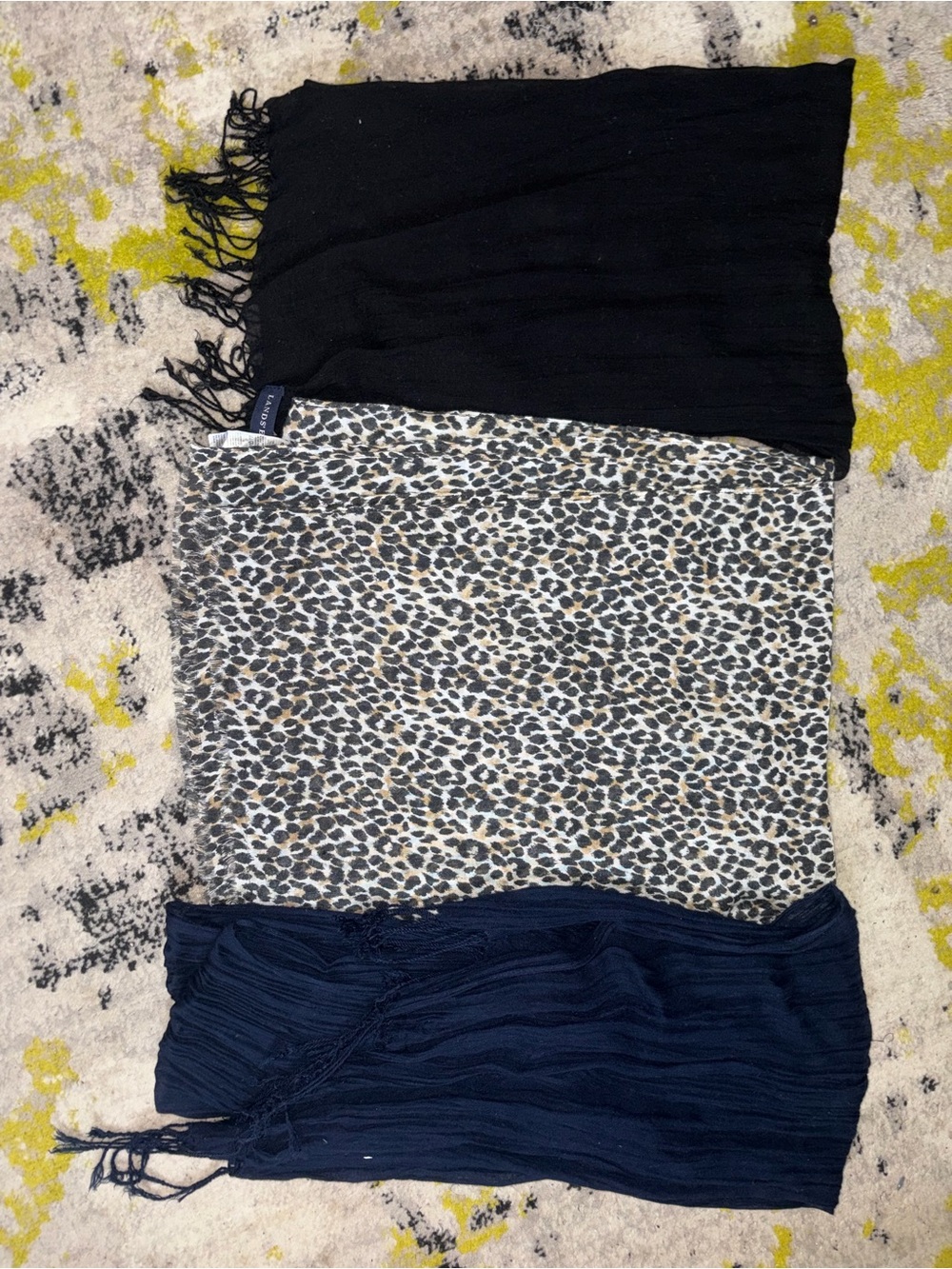 Lands End solid scarves & Old Navy animal print scarf BUNDLE